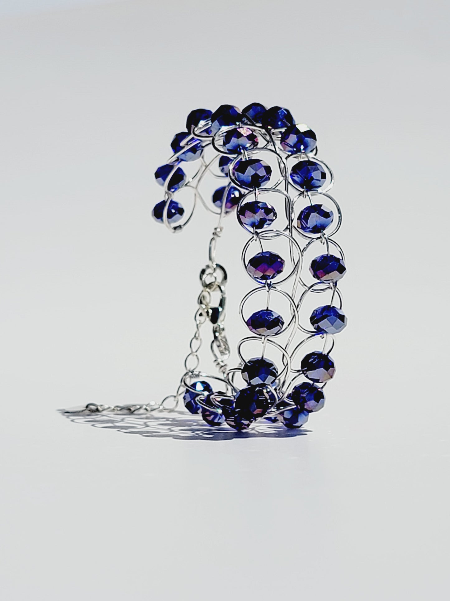 COBALT CRYSTAL BRACELET | WIRE WOVEN | ADJUSTABLE