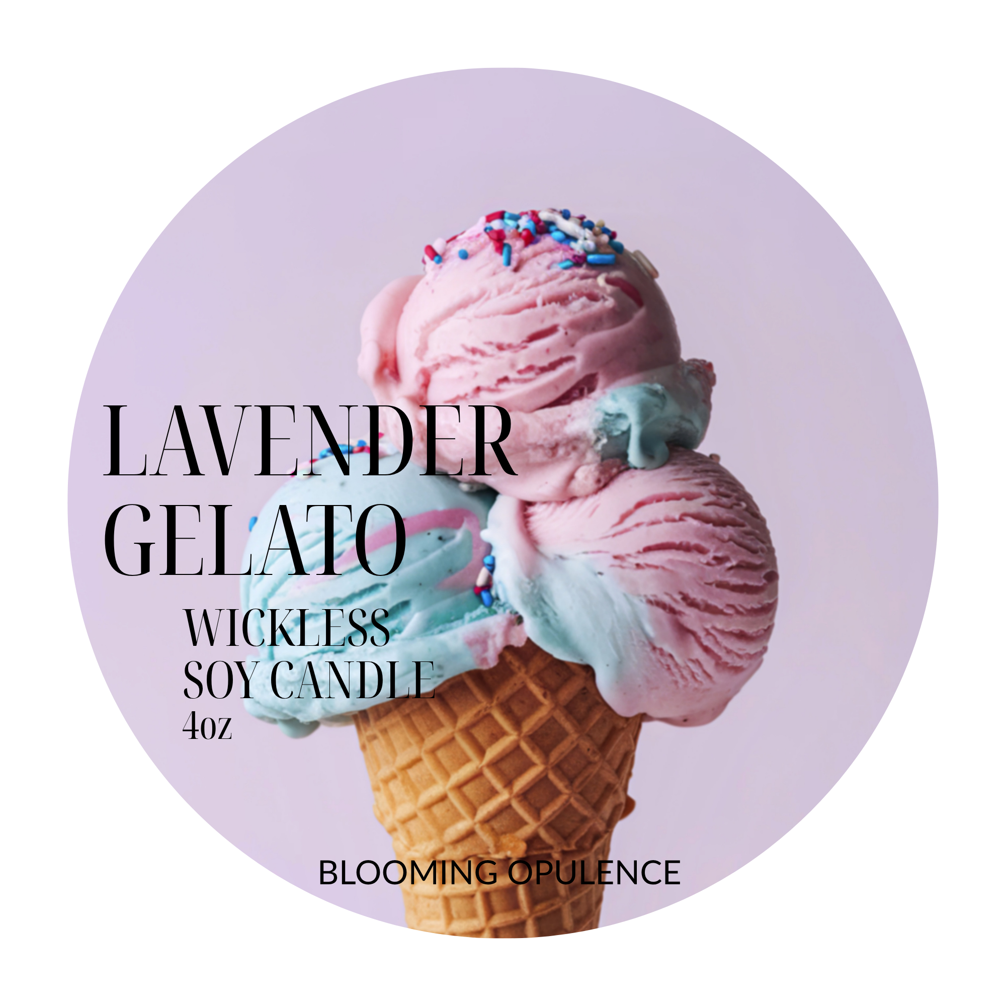 LAVENDER GELATO | LAVENDER WICKLESS CANDLE | NATURAL SOY CANDLE