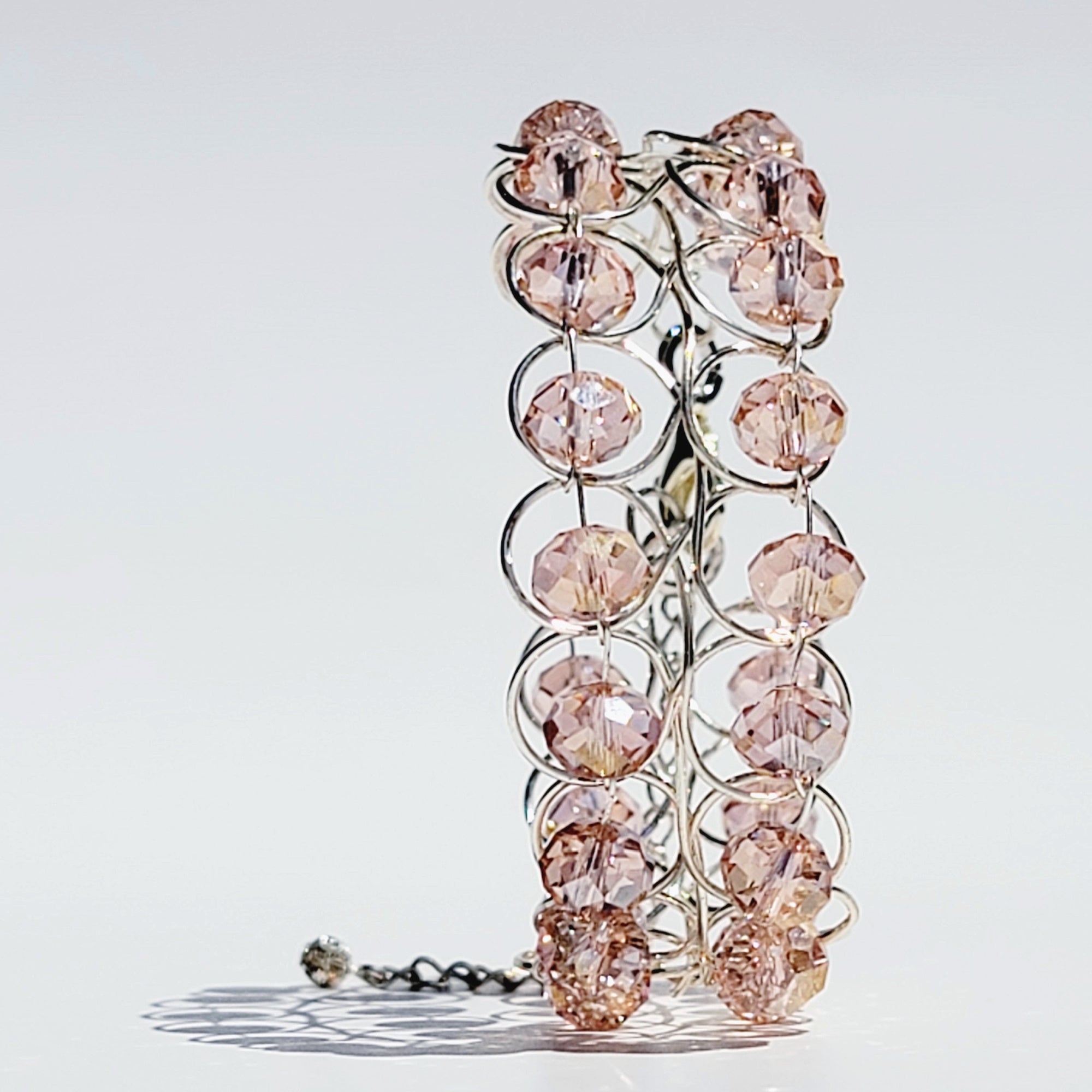 SHIMMERING PINK CRYSTAL BRACELET | WIRE WOVEN | ADJUSTABLE