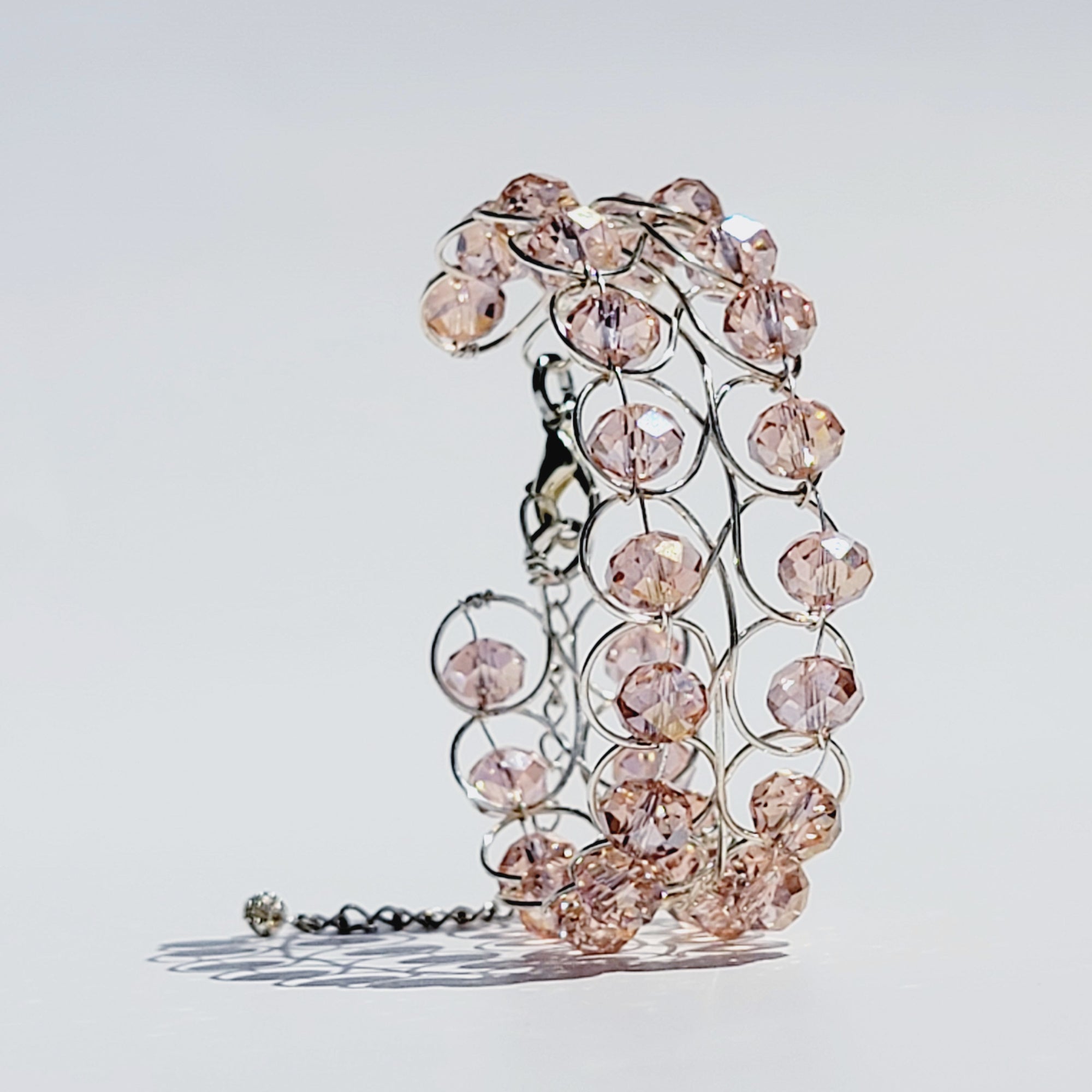 SHIMMERING PINK CRYSTAL BRACELET | WIRE WOVEN | ADJUSTABLE