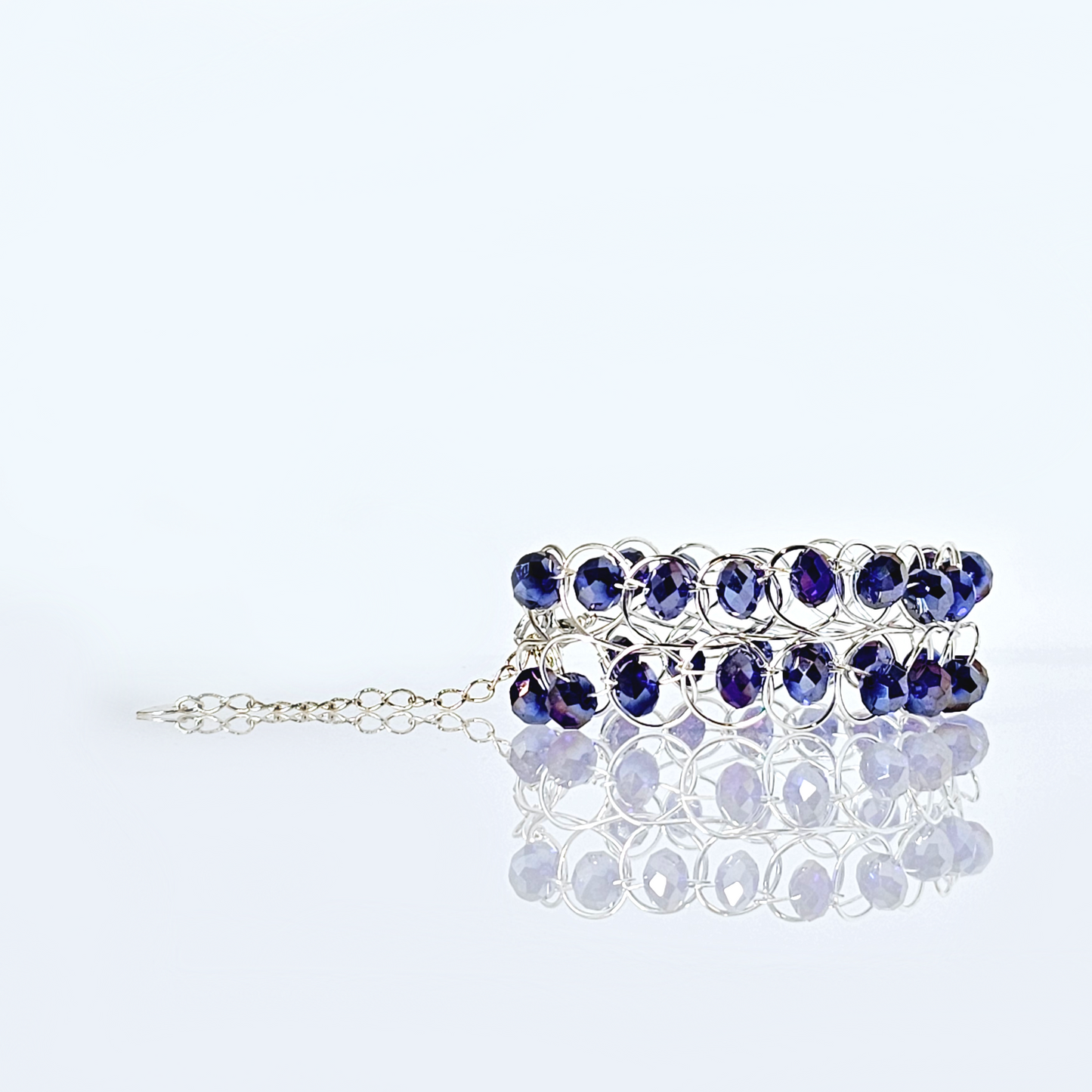 COBALT CRYSTAL BRACELET | WIRE WOVEN | ADJUSTABLE