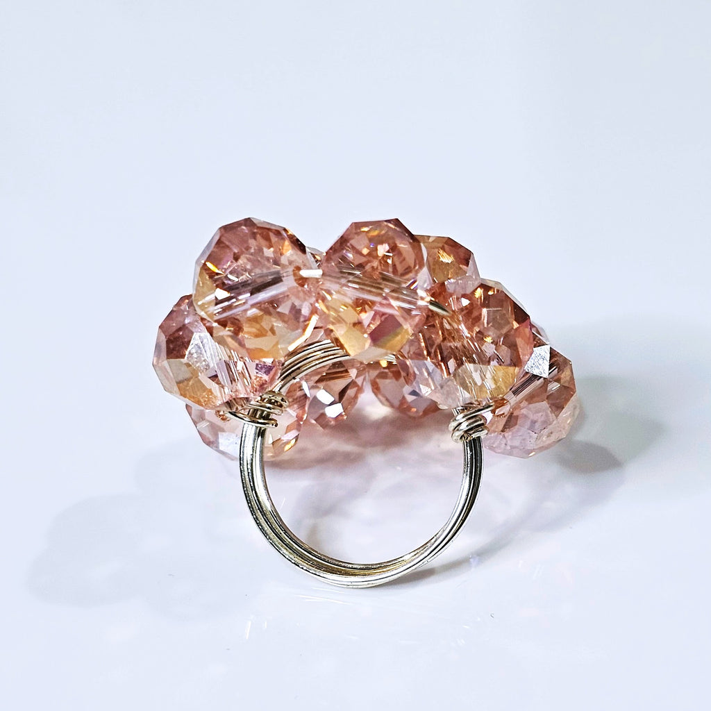 PINK CRYSTAL CLUSTER RING