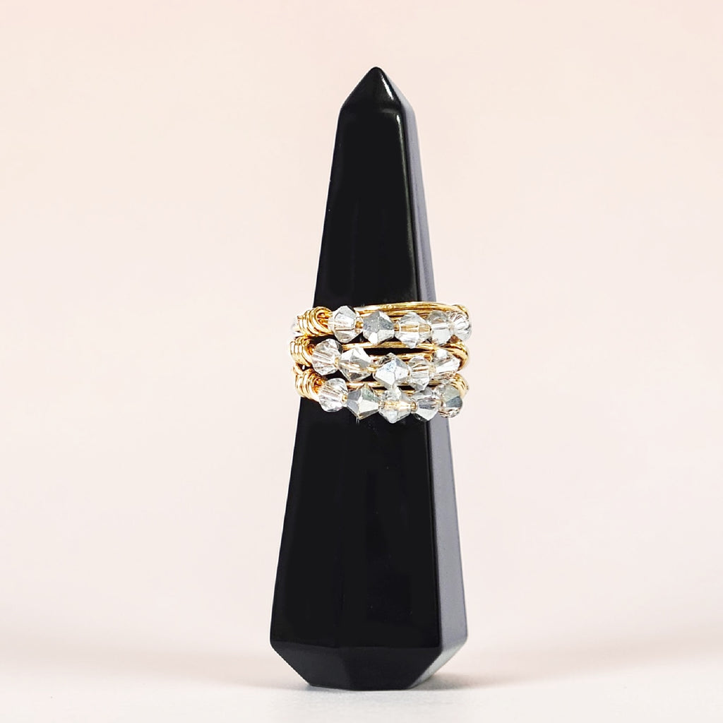 CRYSTAL STACKING RING SET MINIMALISTIC JEWELRY