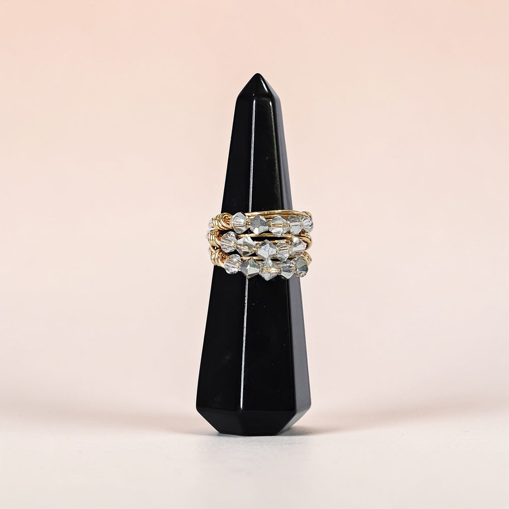 CRYSTAL STACKING RING SET MINIMALISTIC JEWELRY