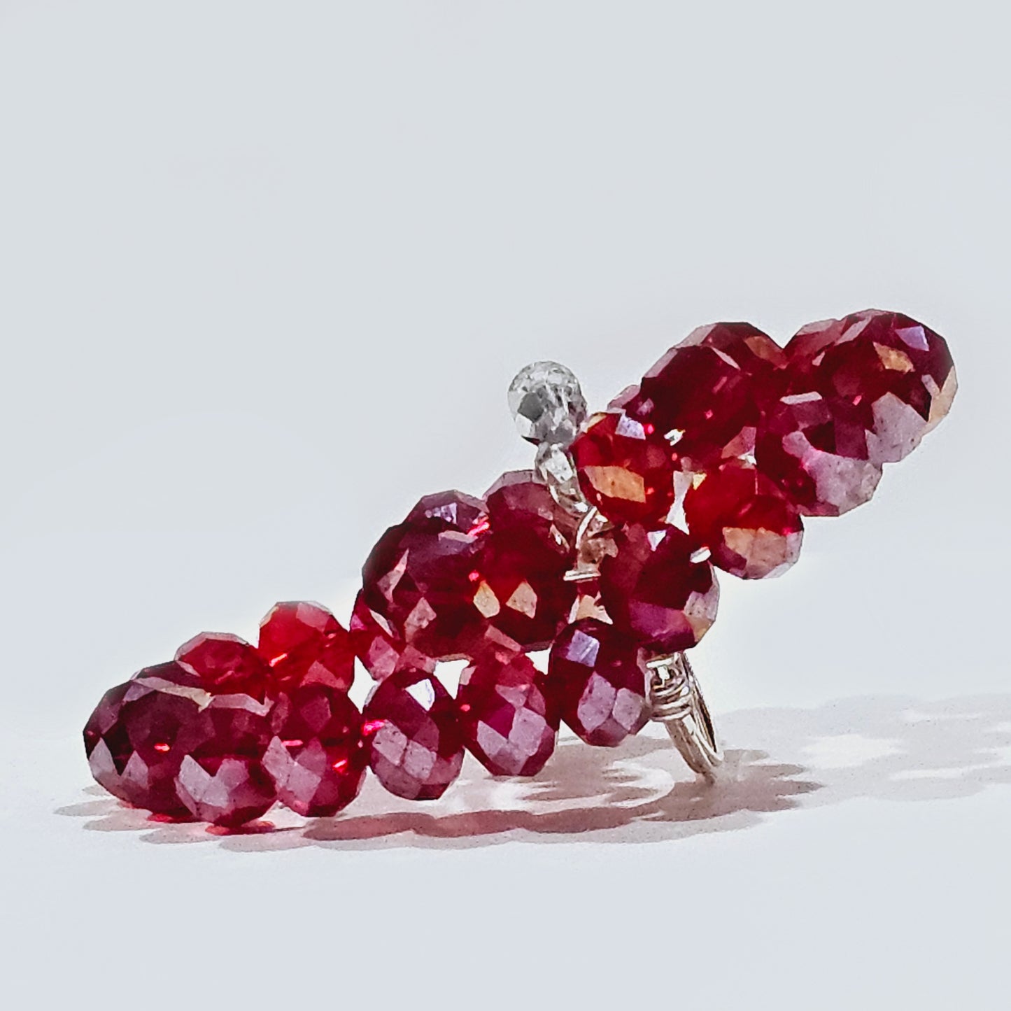 GARNET CRYSTAL CLUSTER RING | SILVER