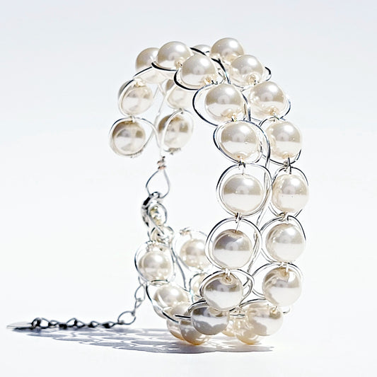 IVORY PEARL BRACELET | WIRE WOVEN | ADJUSTABLE