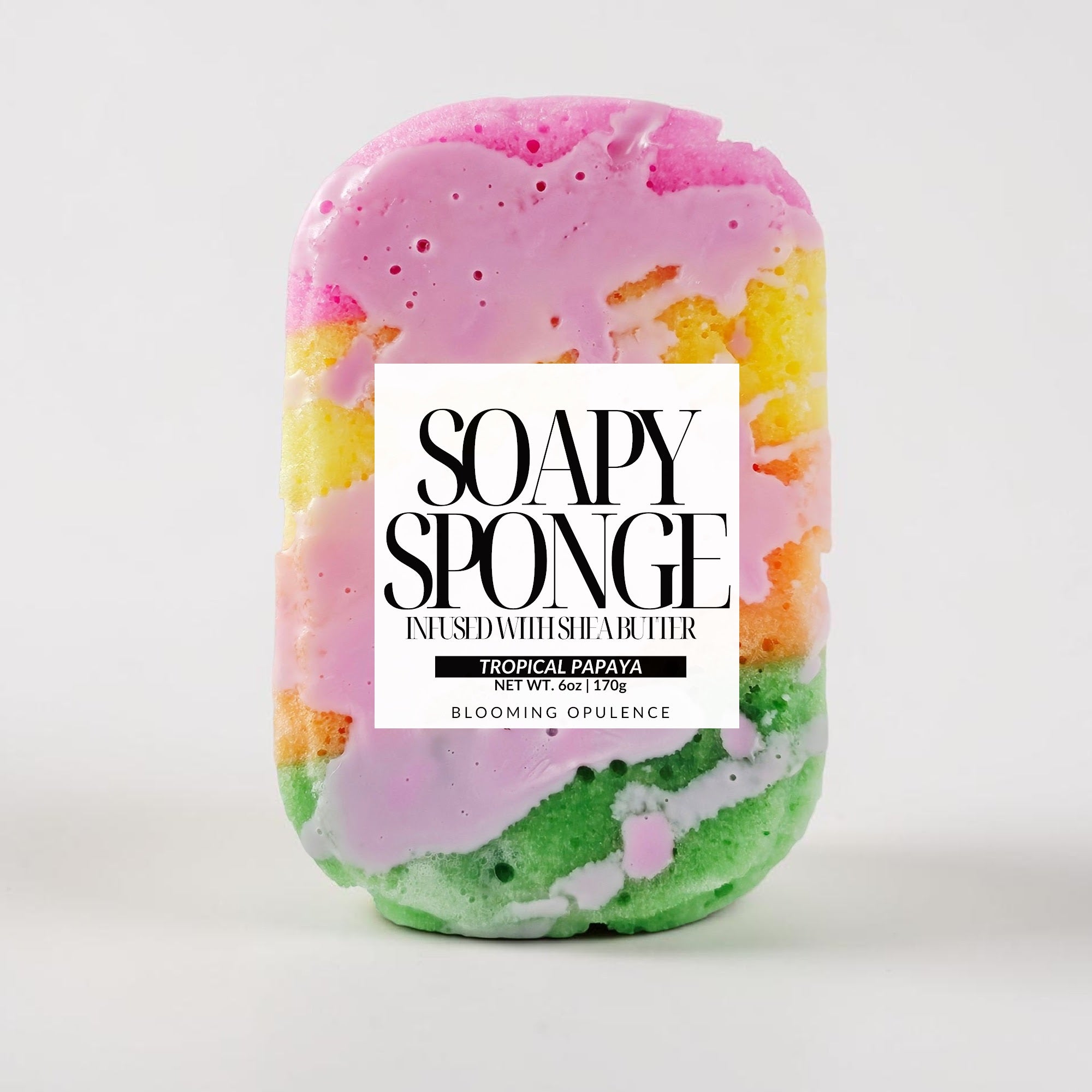 SOAPY SPONGE INFUSED WITH SHEA BUTTER | TROPICAL PAPAYA