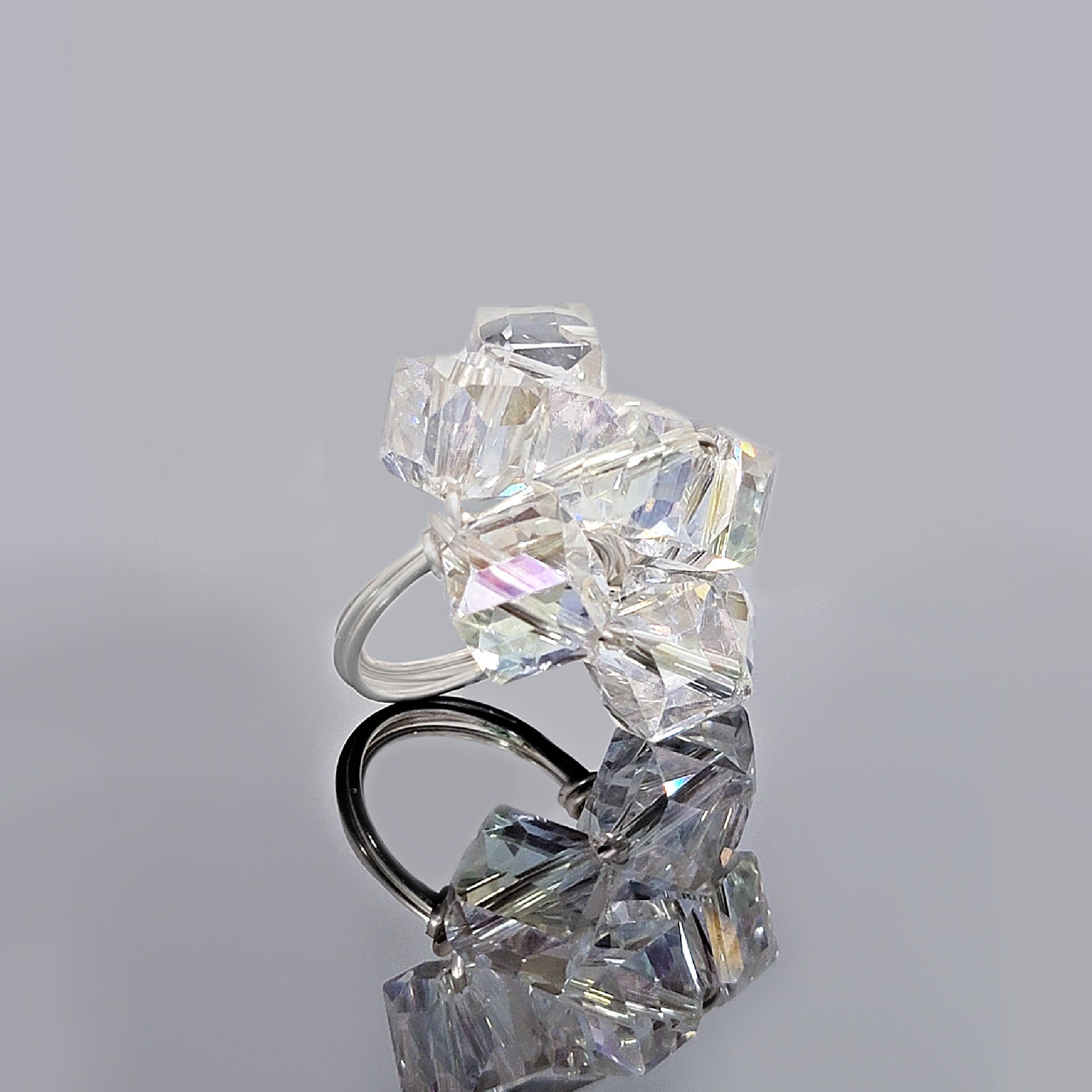 SILVER FLOWER RING