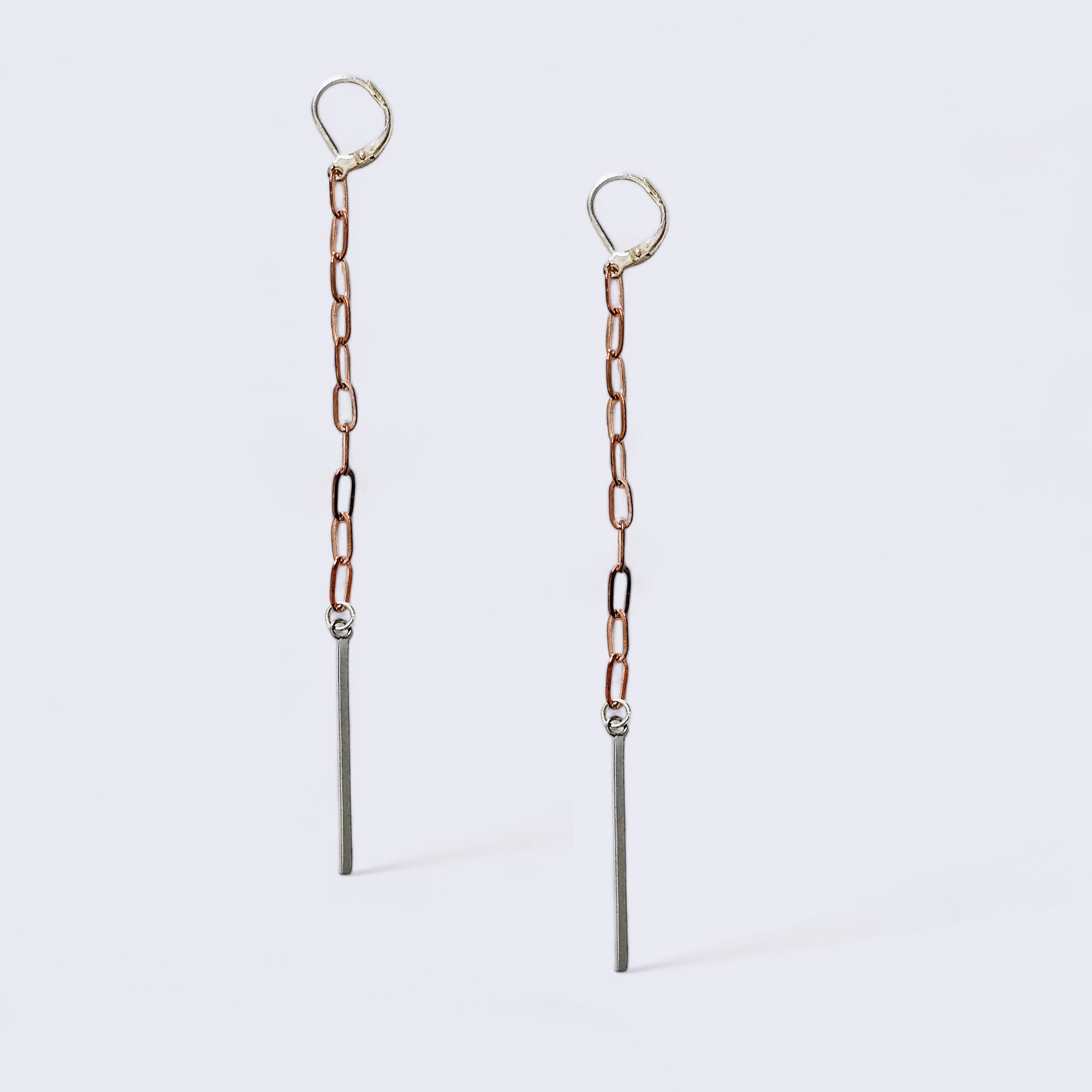 ROSE GOLD EARRINGS WITH SILVER BAR