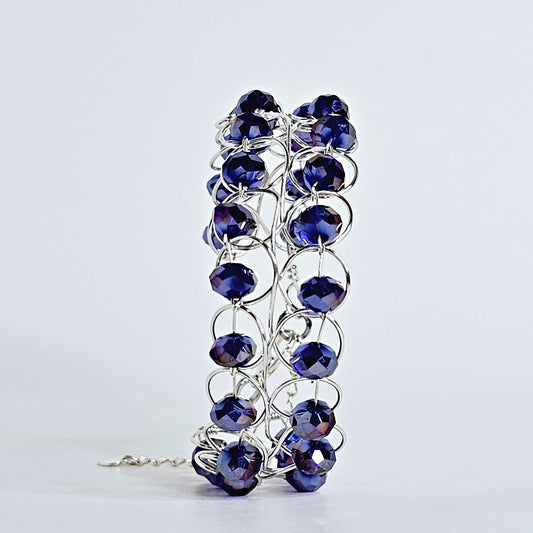 COBALT CRYSTAL BRACELET | WIRE WOVEN | ADJUSTABLE