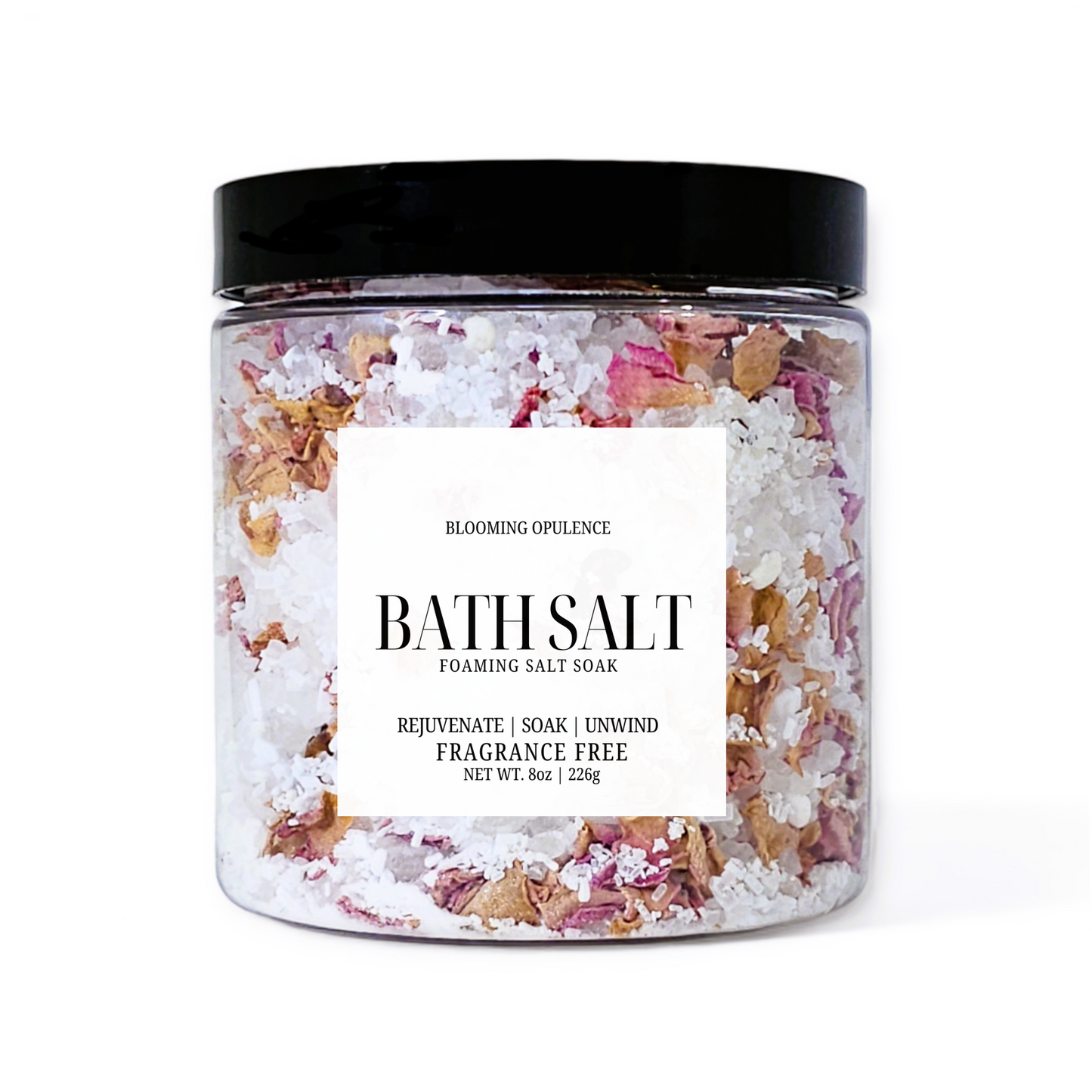 FOAMING BATH SALT | WITH ROSE PETALS | FRAGRANCE FREE