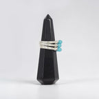 TURQUOISE CRYSTAL STACKING RING SET OF 3