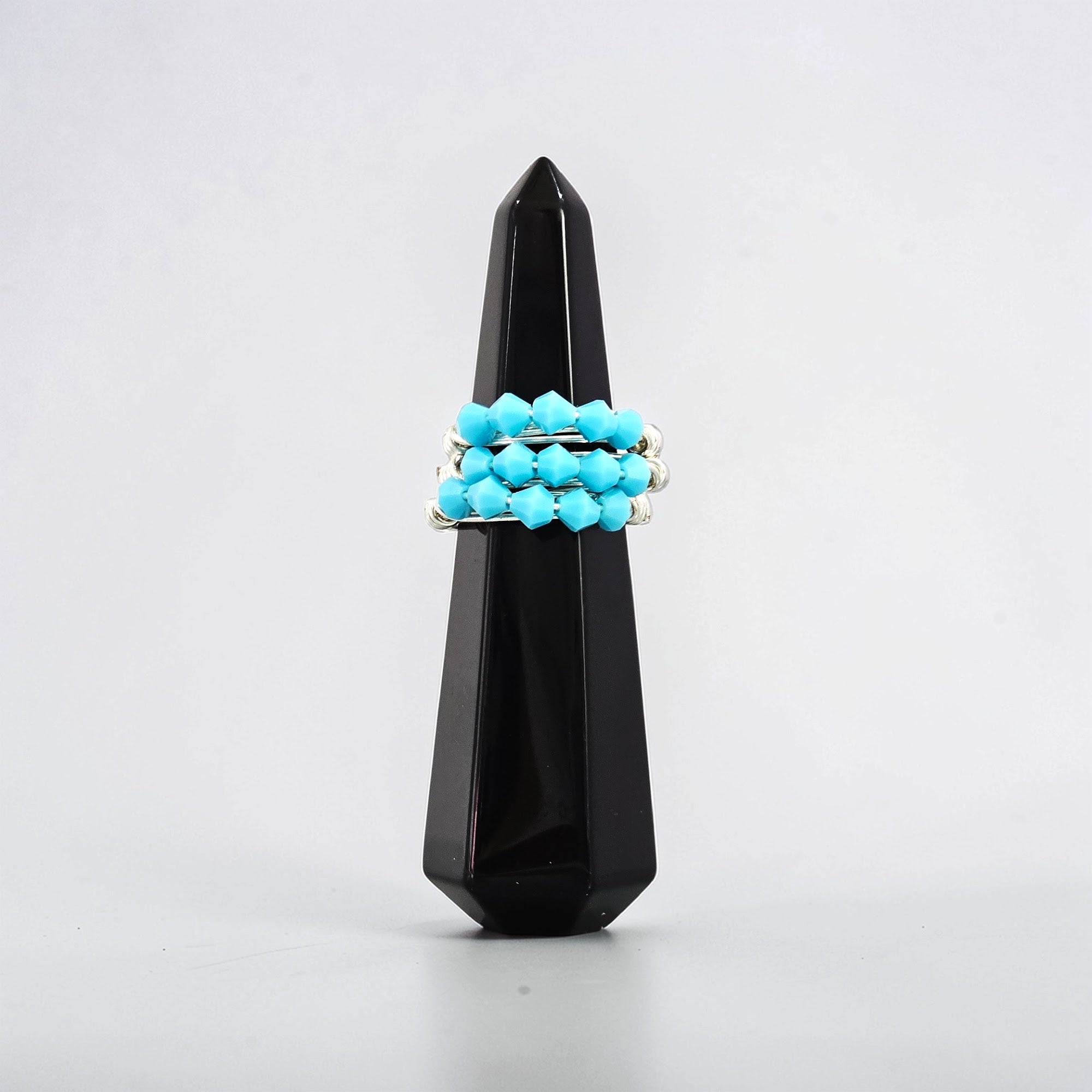 TURQUOISE CRYSTAL STACKING RING SET OF 3